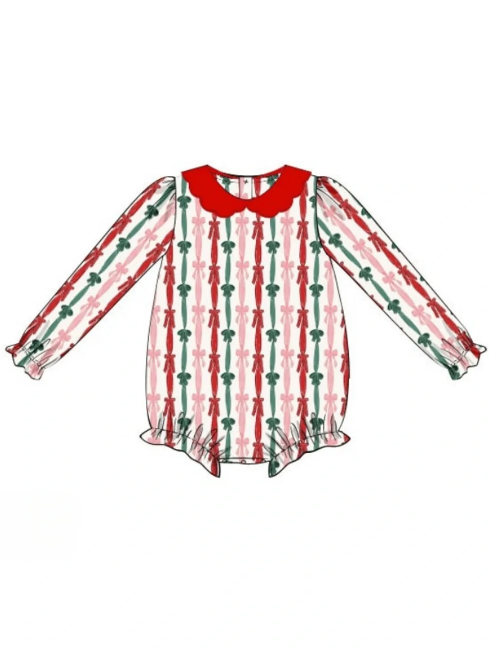 Girls Red Bow Stripe Holiday Tunic